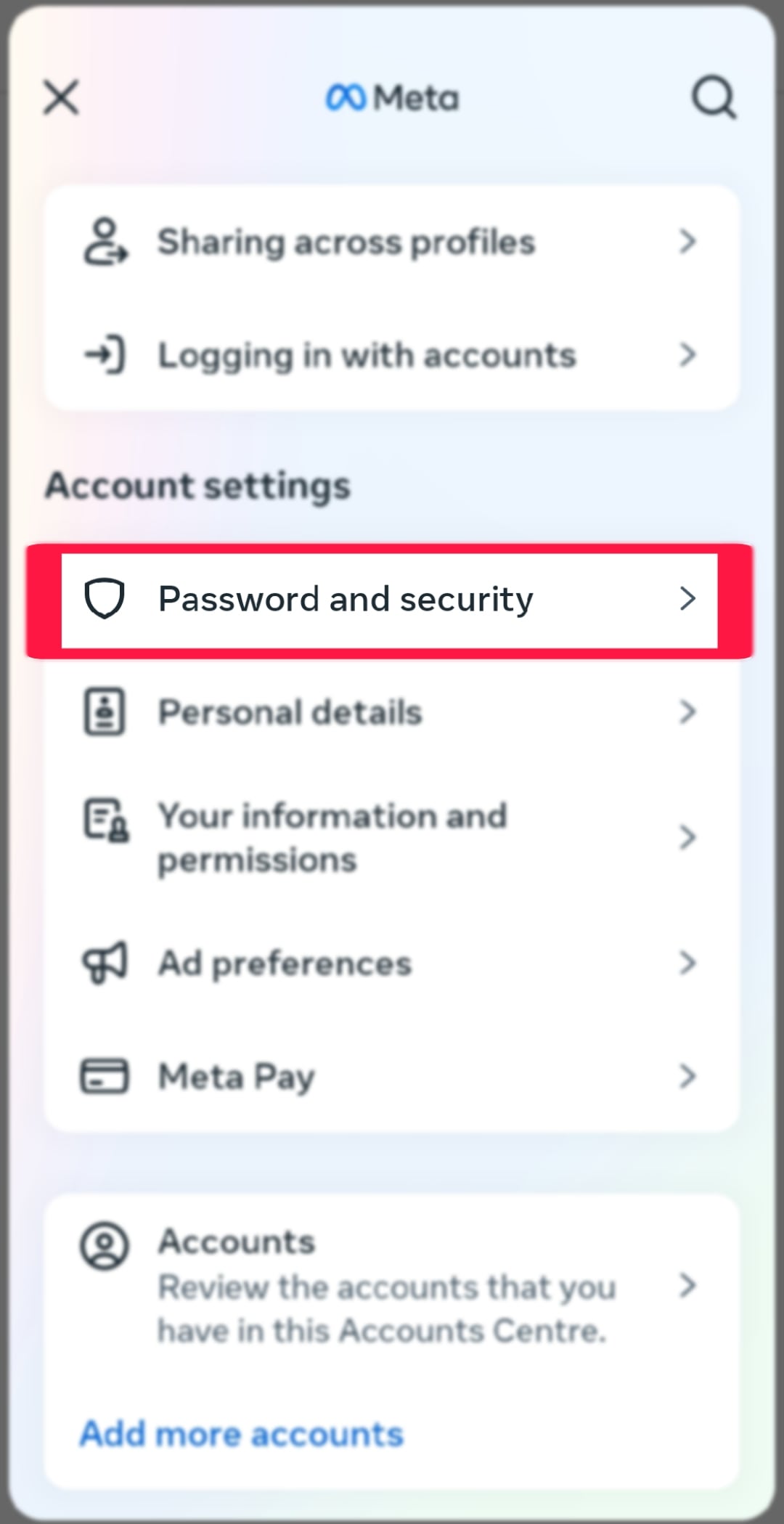 facebook password and security